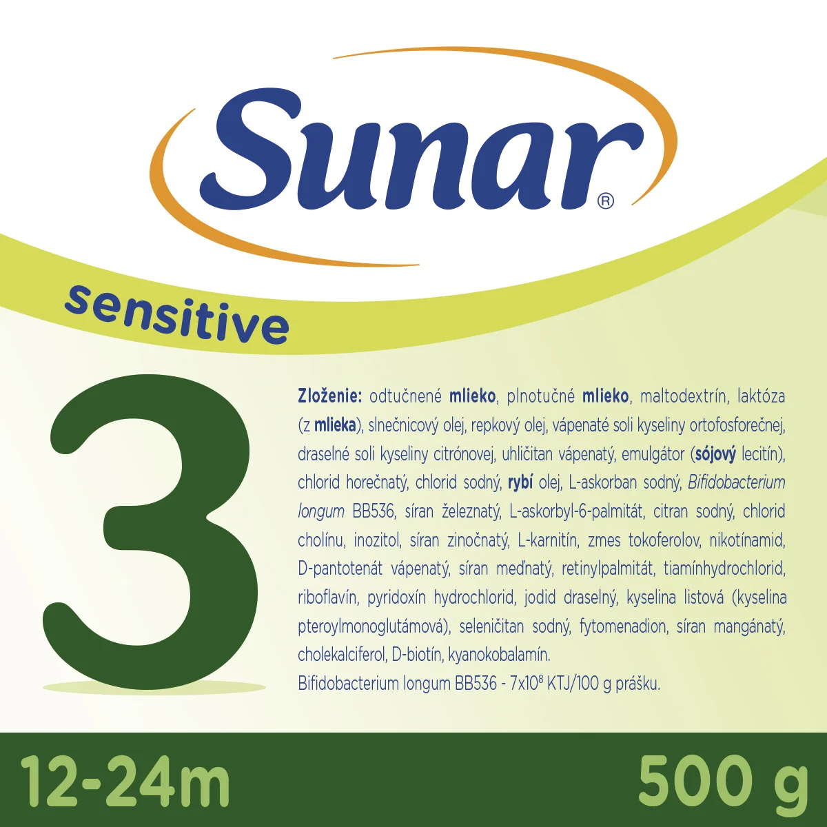 Sunar Sensitive 3 1 x 500 g, dojčenská výživa pre dojčatá od narodenia