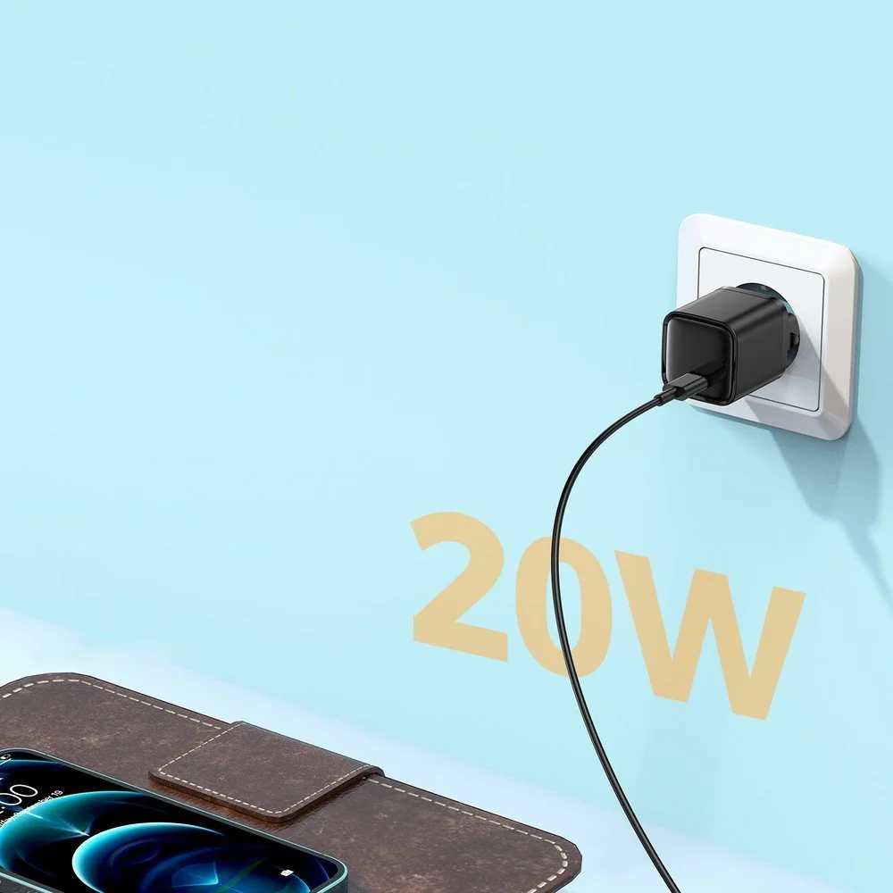 Joyroom Mini Fast Charger sieťová nabíjačka USB-C PD QC 20W, čierna 