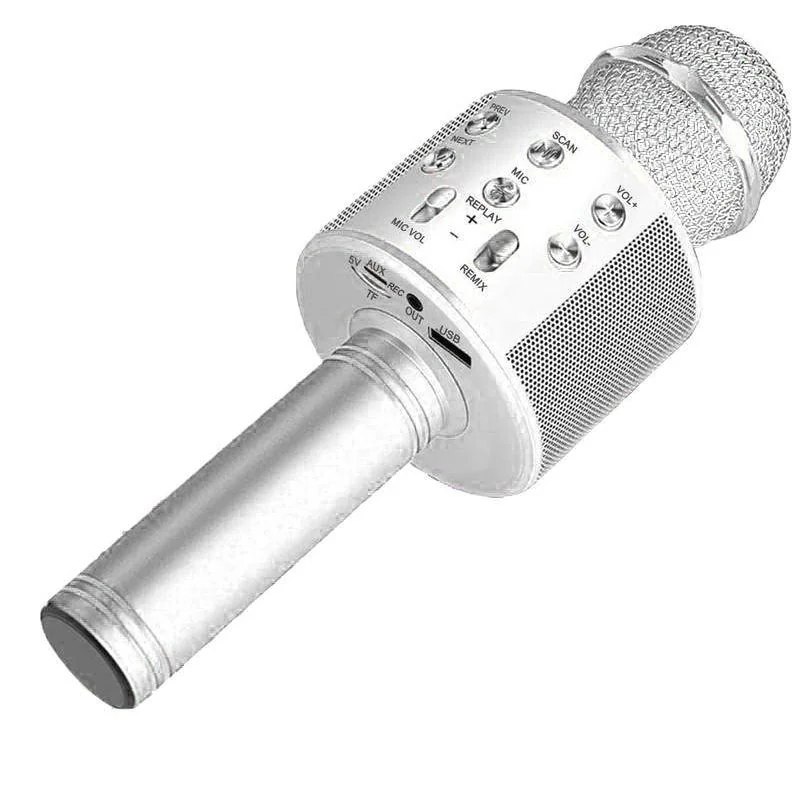 MG Bluetooth Karaoke mikrofón s reproduktorom, strieborný 