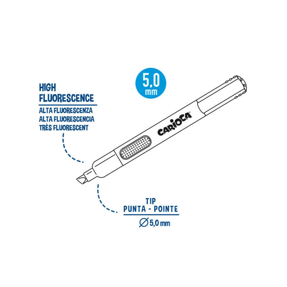 Zvýrazňovač CARIOCA  zrezaný, hrubý 10ks-CARIOCA 