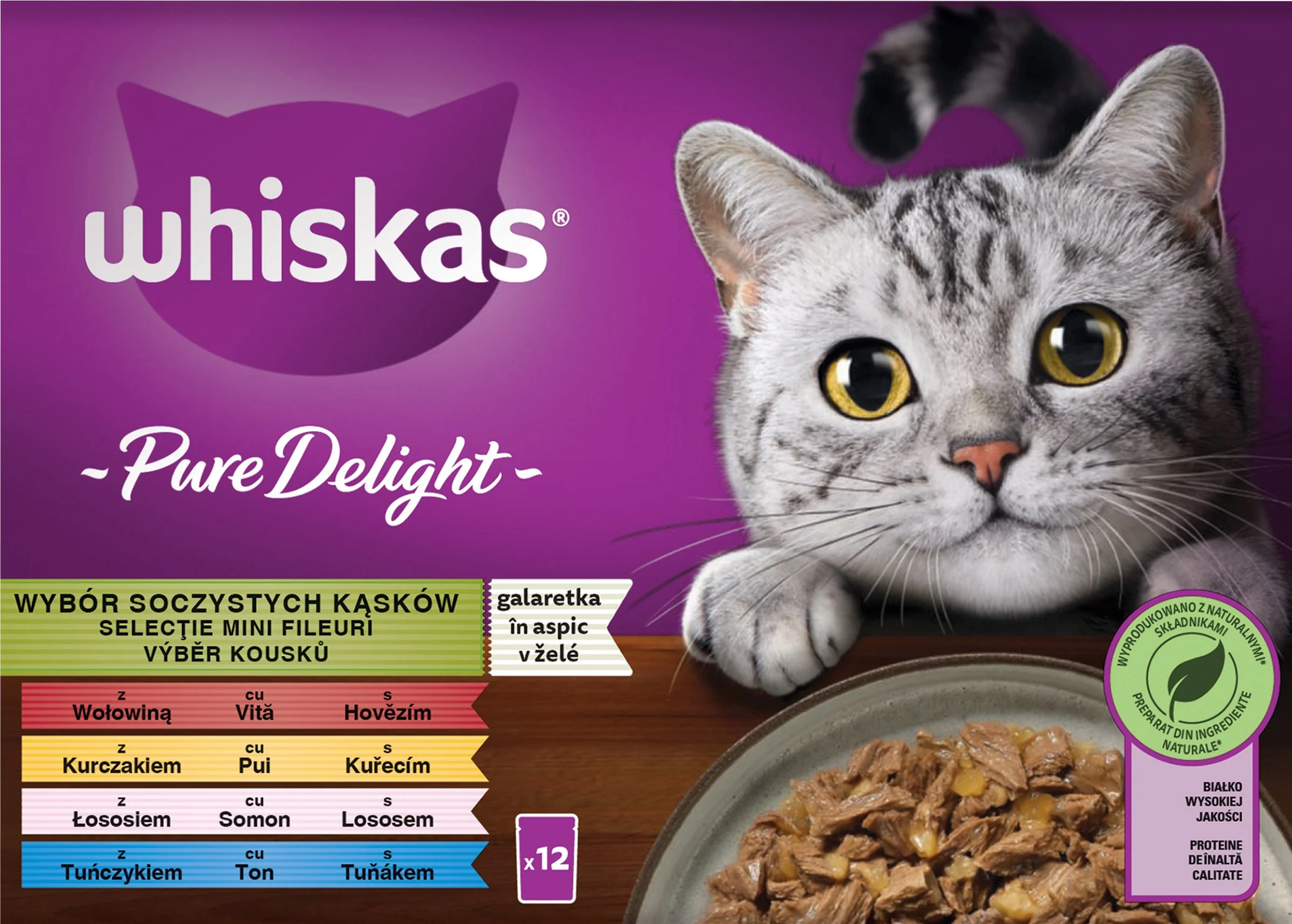 WHISKAS Kapsička Pure Delight mixovaný výber v želé 12pack