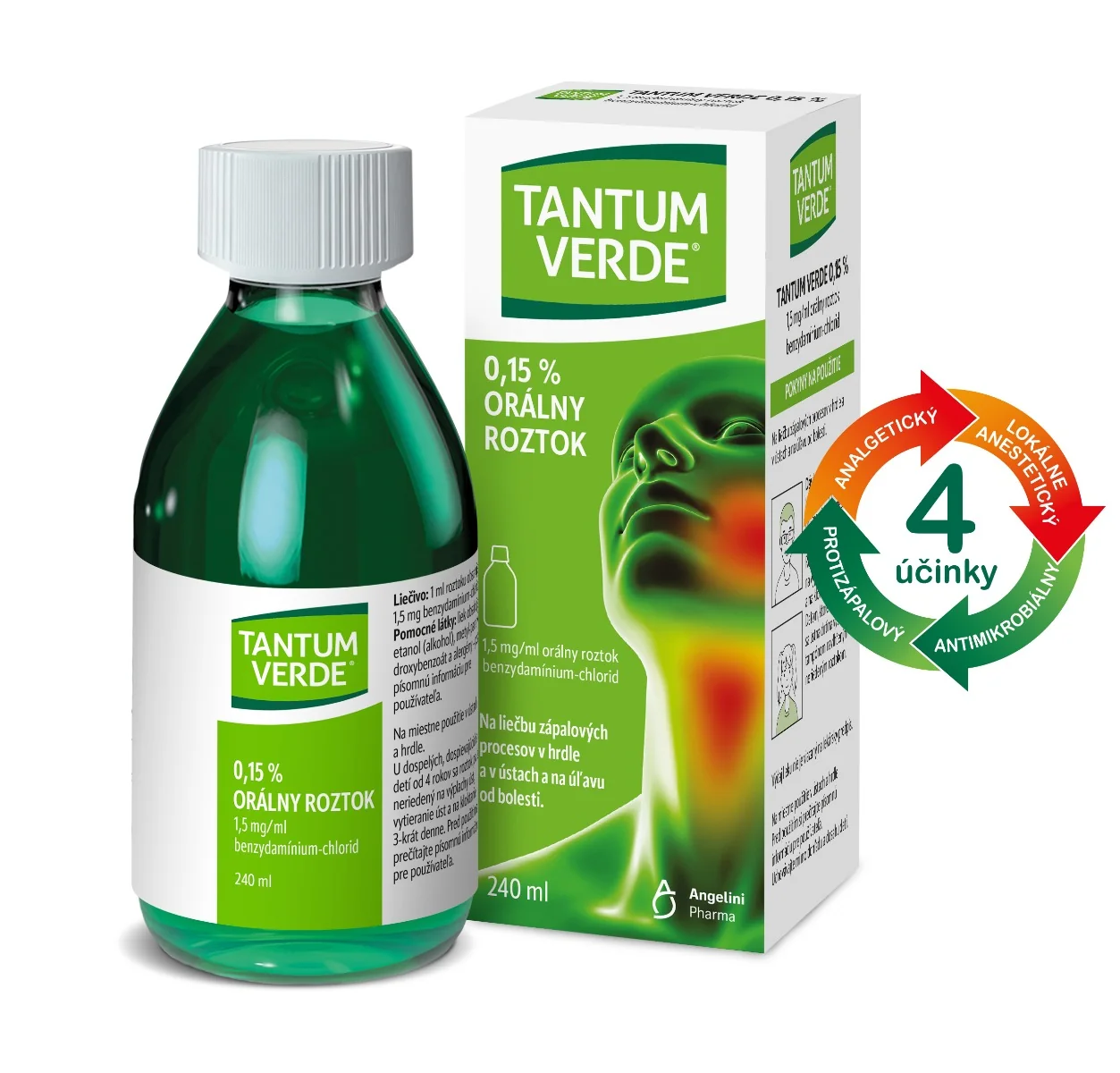 TANTUM VERDE 0,15 % 1×240 ml, liek