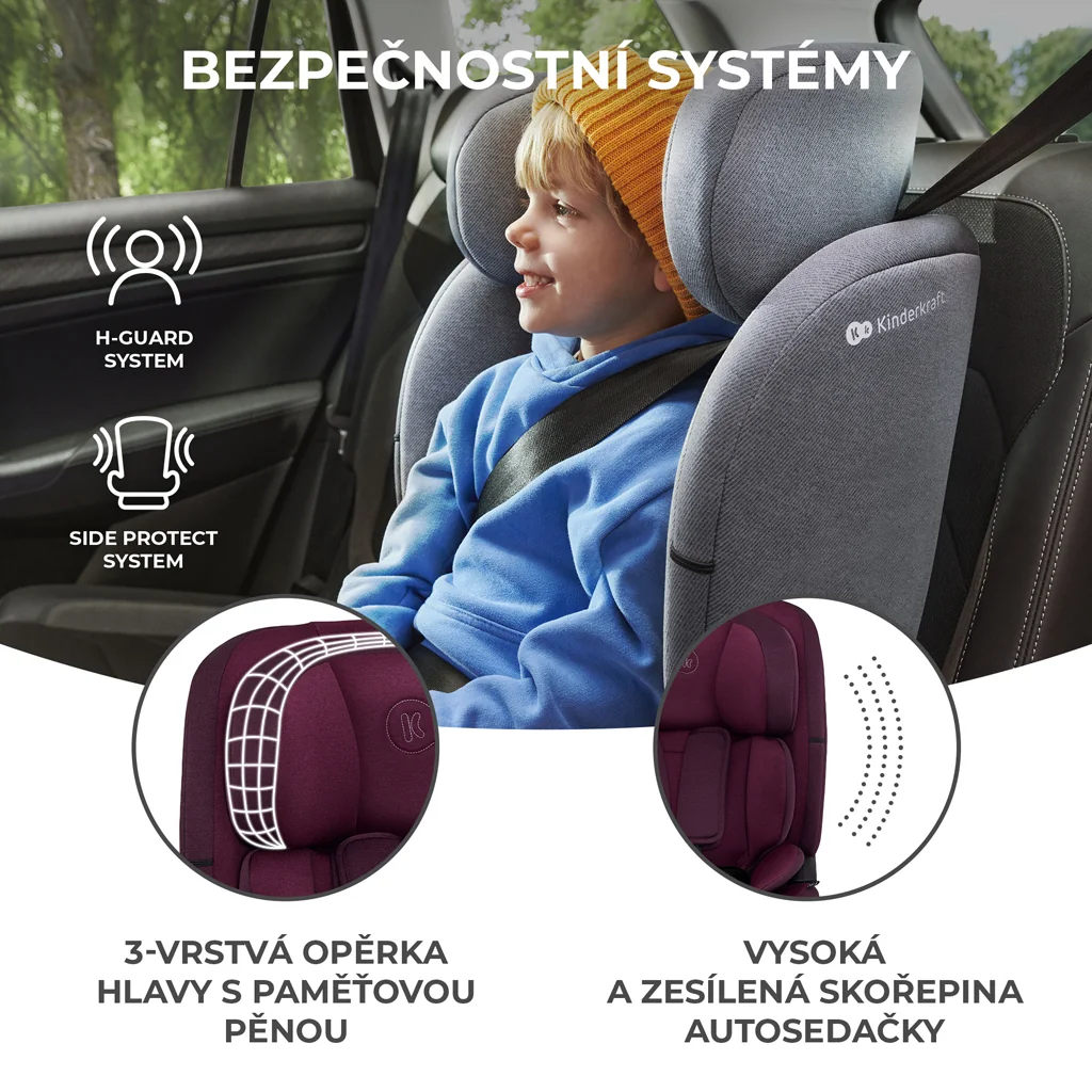 KINDERKRAFT Autosedačka Oneto3 i-Size 76-150cm + Isofix Cherry pearl 1×1 ks, autosedačka