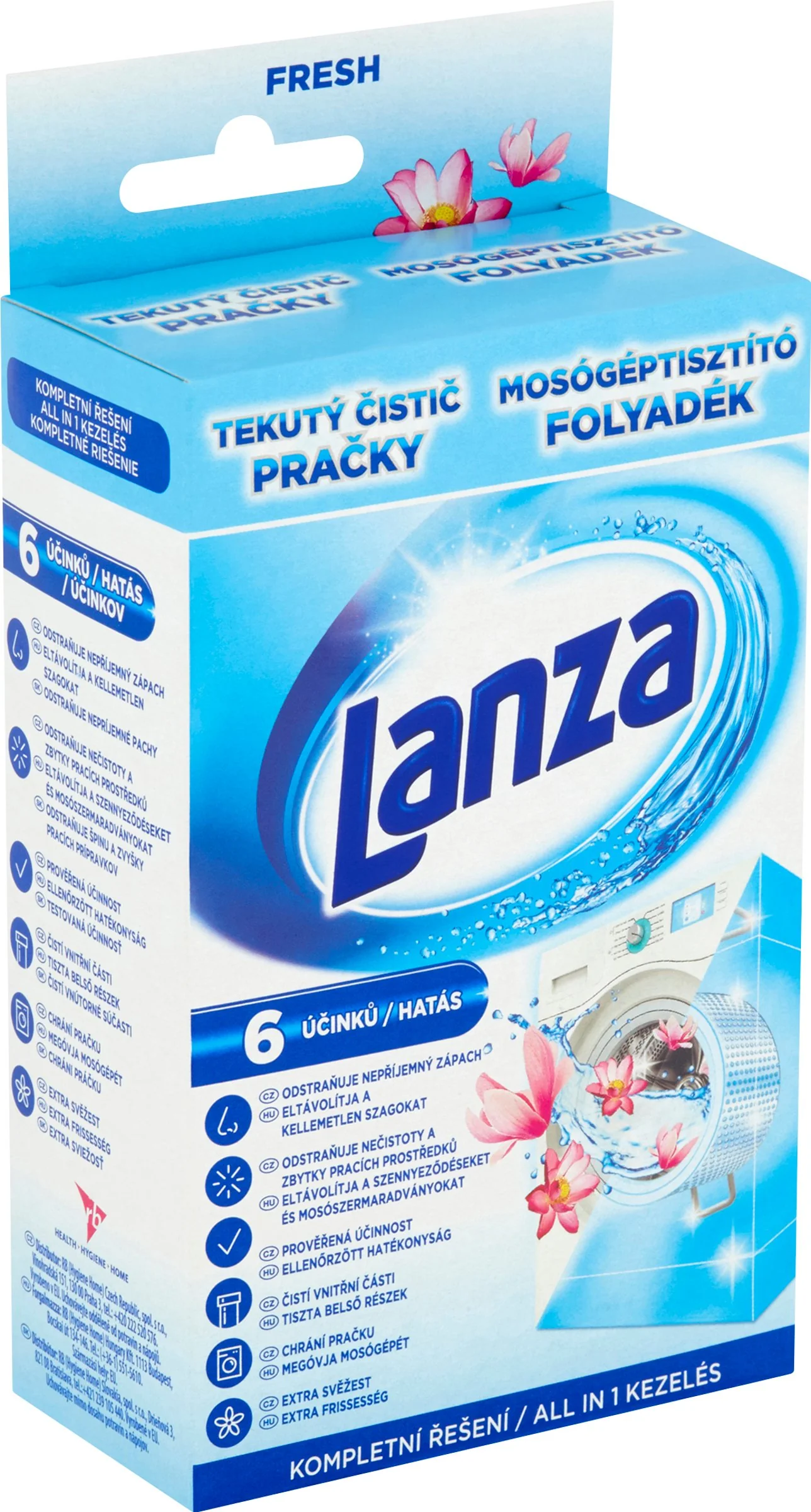 Lanza tekutý čistič práčky 1×250 ml, trojnásobný účinok