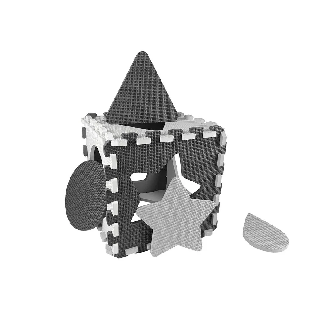 Penové puzzle podložka ohrádka Milly Mally Jolly 3x3 Shapes Grey , 