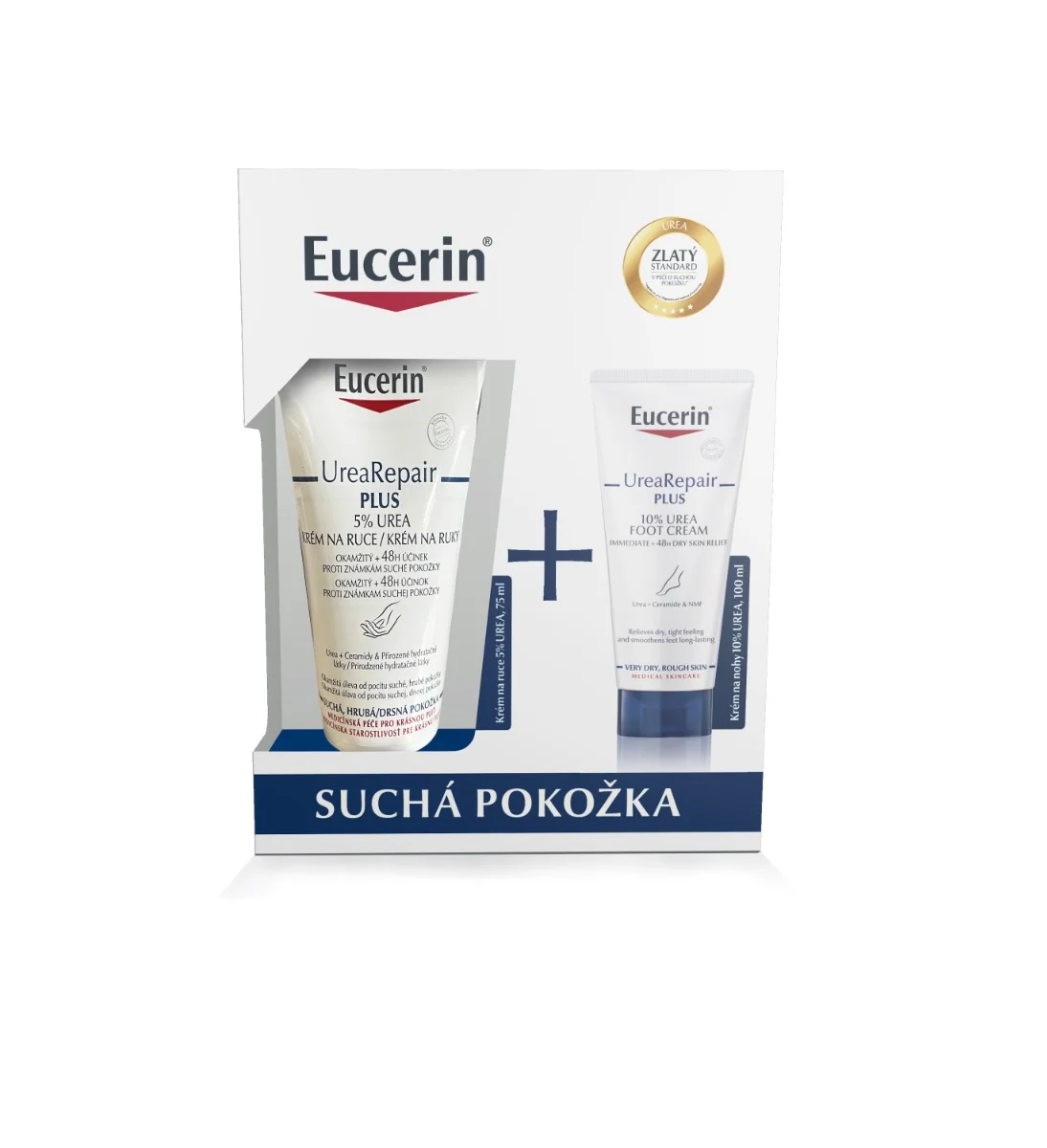 Eucerin kazeta UreaRepair PLUS Krém na nohy + Krém na ruky 1×1 set, darčekové balenie