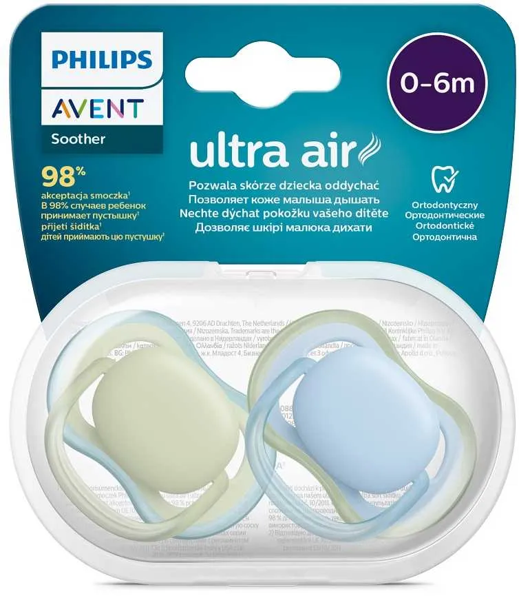 Philips AVENT Cumlík Ultra air neutral 0-6m chlapec modrá 2ks 1×2 ks, cumlík