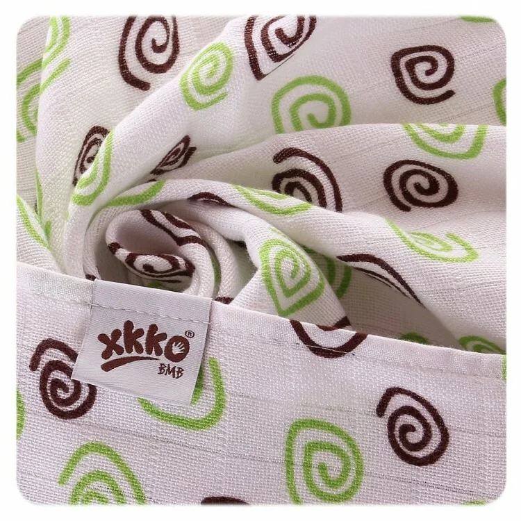 XKKO BMB Bambusová plienka Spirals&Bubbles 70x70 - Lime MIX (3ks) 1×1 ks