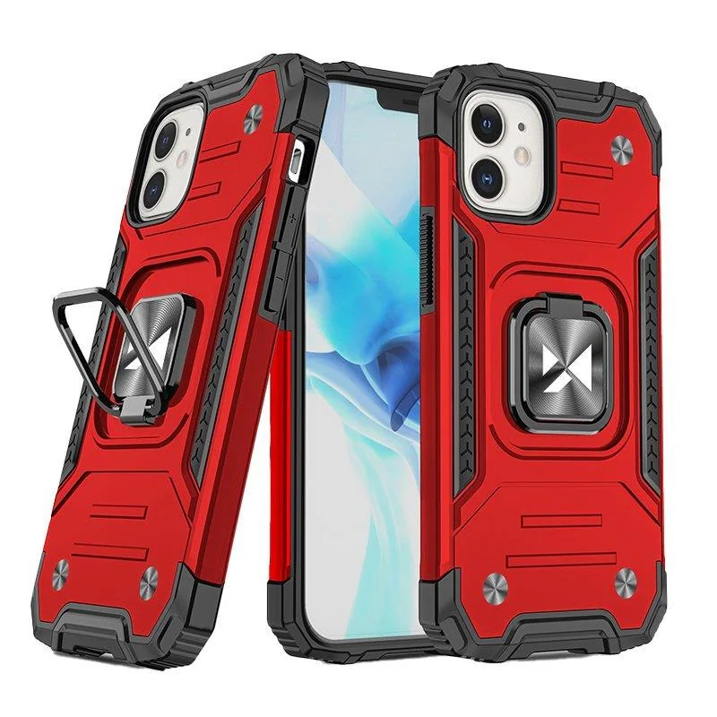 MG Ring Armor plastový kryt na iPhone 14, červený 