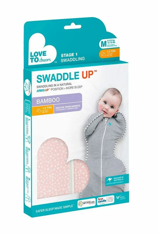 Love To Dream Swaddle UP Bamboo - Zavinovačka, veľkosť S, ružová - 1 FÁZA, 1-3m, 3,5-6kg 1×1 ks