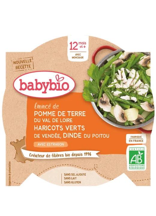 BABYBIO Menu zemiaky a fazuľky s morčacími plátkami (230 g)