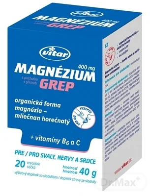 MAGNEZIUM 400MG+B6+C 20KS VRECIEK GREP VITAR