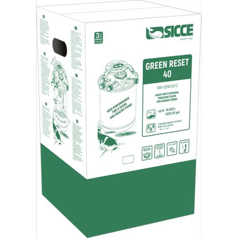 SICCE GREEN RESET 40L 1x20W UV-C 5m jazierkový tlakový filter s UV-C lampou 