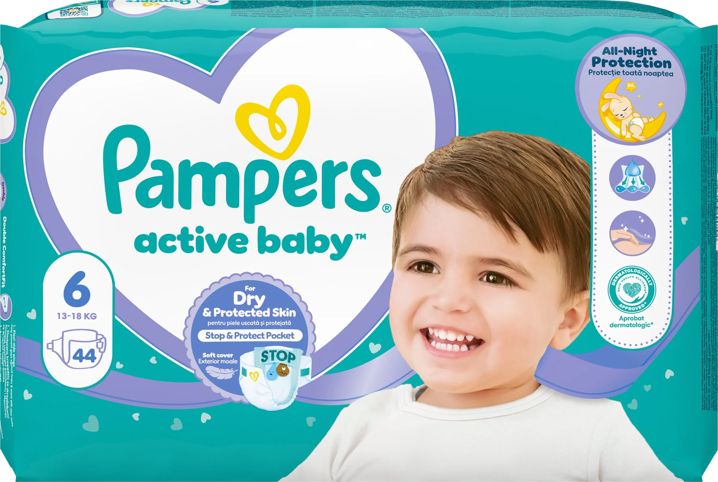 PAMPERS active baby Maxi Pack 6 ExtraLarge 1×44 ks, veľkosť 6, detské plienky