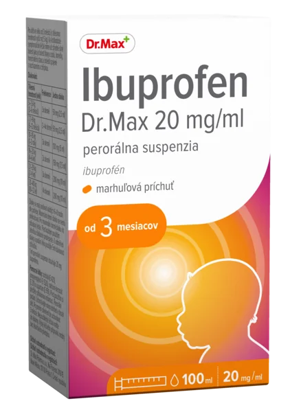 Dr. Max Ibuprofen 20 mg/ml perorálna suspenzia 1×100 ml, s marhuľovou príchuťou