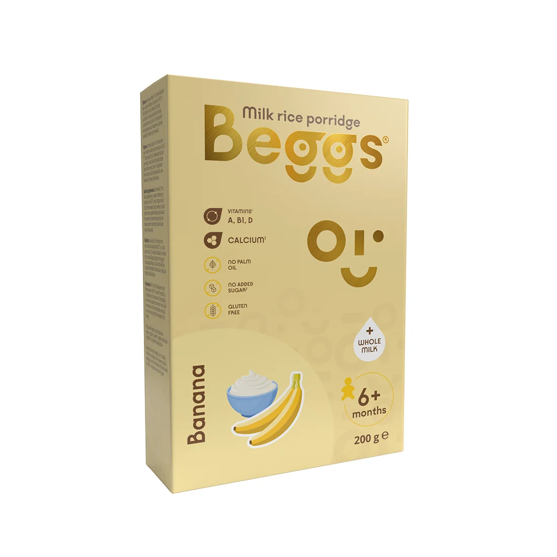 Beggs Mliečna ryžová kaša banánová 1×200 g, mliečna kaša