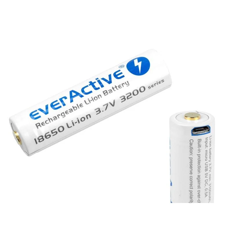 Batéria 3,7V 3200mAh 18650 EVERACTIVE s USBB micro