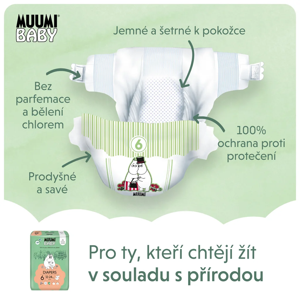 Muumi Baby 6 Junior 12-24 kg, eko plienky 36 ks 1×36ks, EKO plienky