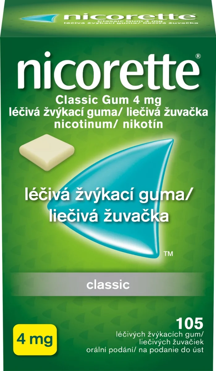 Nicorette® Classic Gum 4 mg 1×105 ks, žuvačky