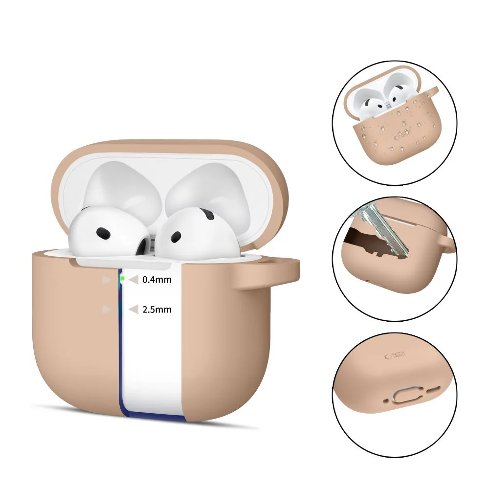 Tech-Protect Silicone Hook puzdro na Apple AirPods 4, béžové 