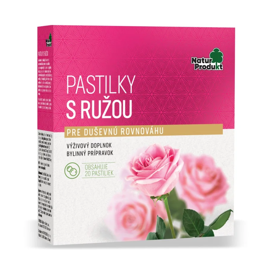 Naturprodukt pastilky s ružou 1×20 ks, výživový doplnok