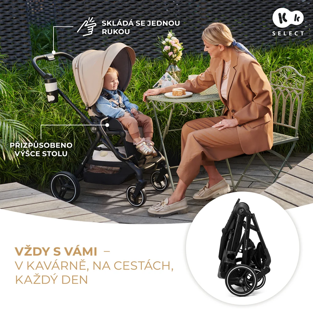 KINDERKRAFT SELECT Kočík športový Yoxi Pure Black 1×1 ks, športový kočík