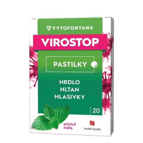 VIROSTOP Pastilky - mäta 1×20 ks, výživový doplnok na hrdlo, hltan a hlasivky