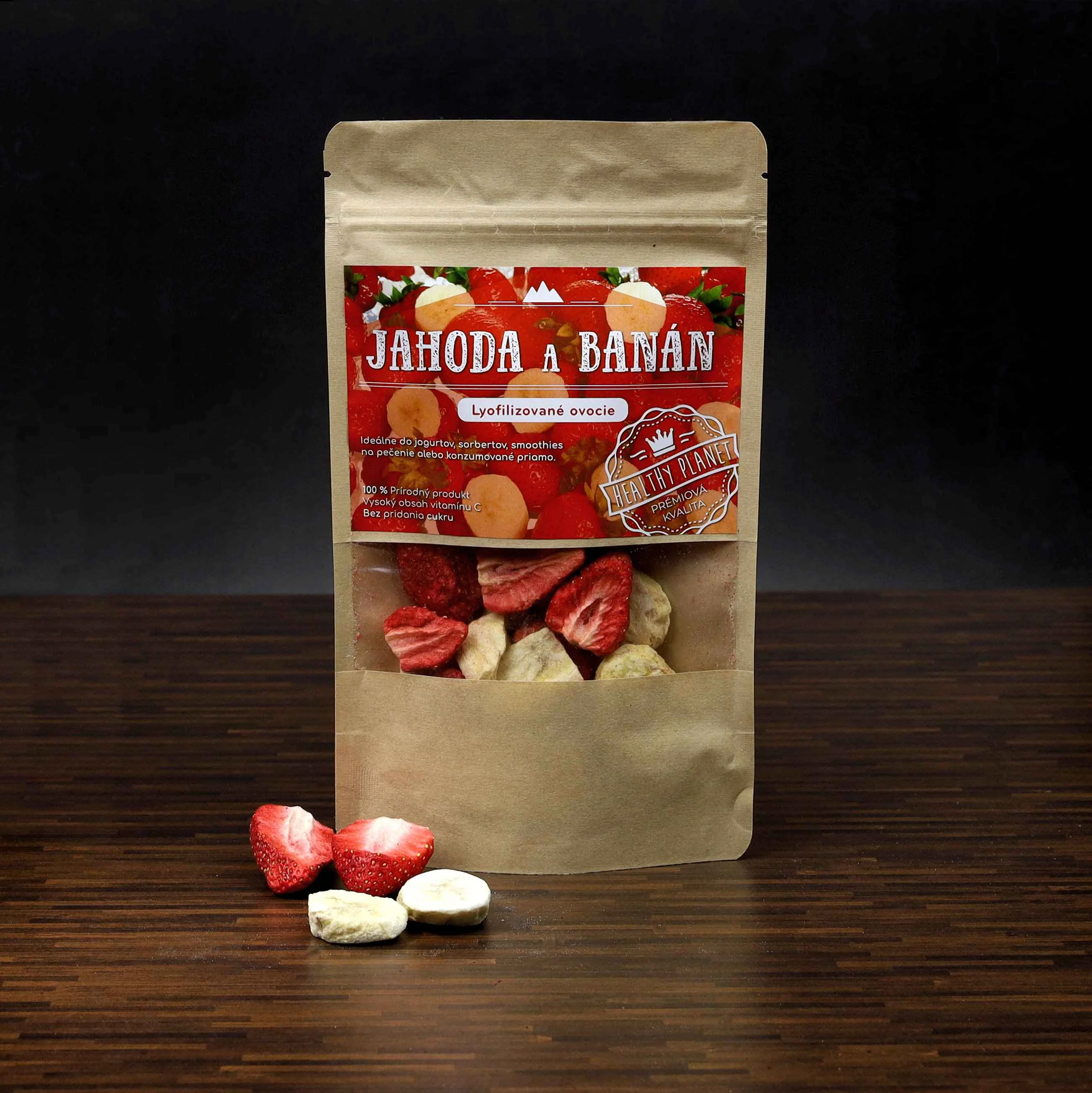 Healthy Planet jahoda - banán mix 1×20 g, sušené ovocie