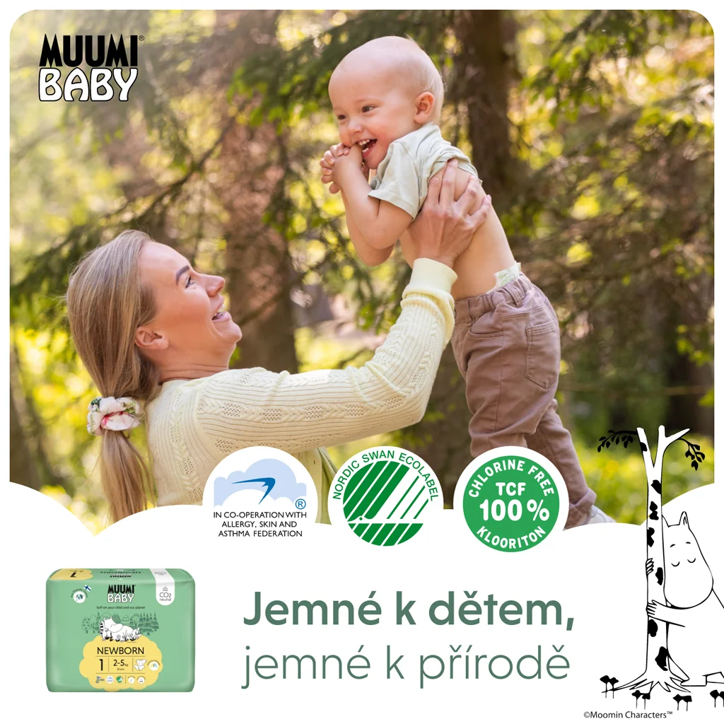 Muumi Baby 1 Newborn 2–5 kg, eko plienky 1×25ks, EKO plienky