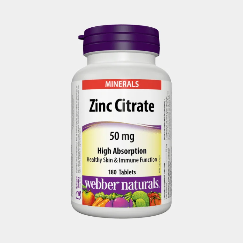 WEBBER NATURALS Zinok 50 mg Citrát 1×180 tbl, zinok