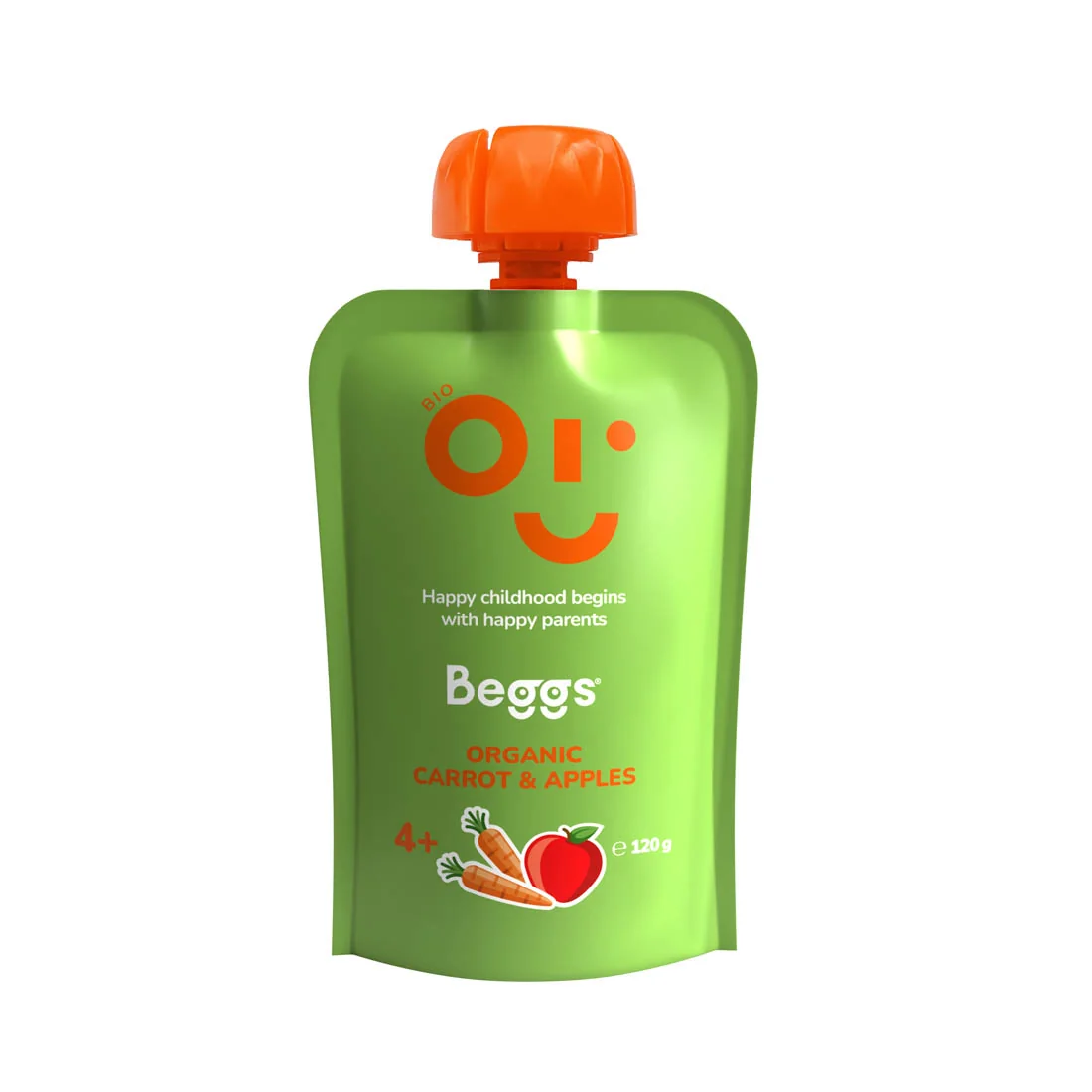 Beggs BIO Mrkva a jablká 1×120 g, zelenino-ovocný príkrm