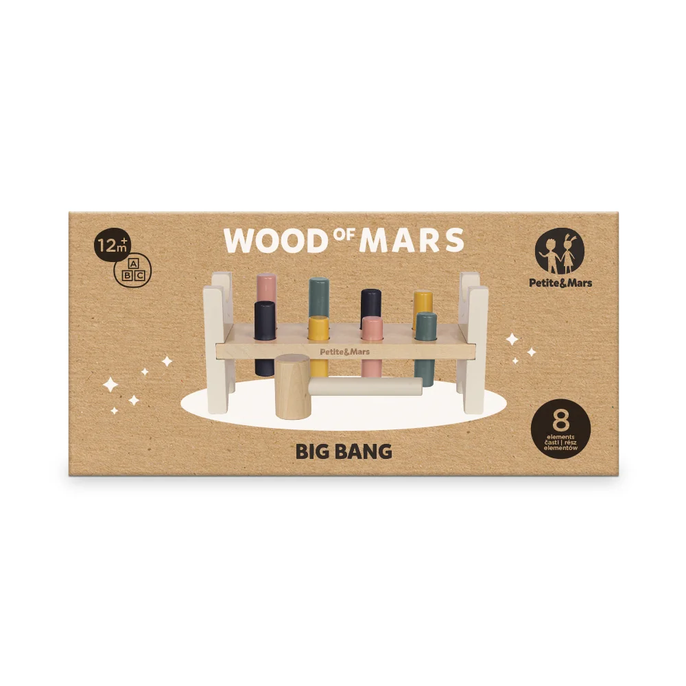 PETITE&MARS Hračka drevená Big Bang Wood of Mars 12m+ 1×1 ks, drevená hračka