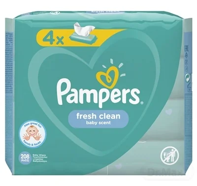 Pampers Wipes 208ks (4x52) Fresh clean