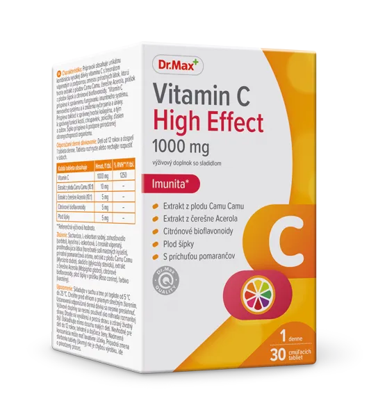 Dr. Max Vitamin C High Effect 1000 mg 1×30 tbl, podpora imunity