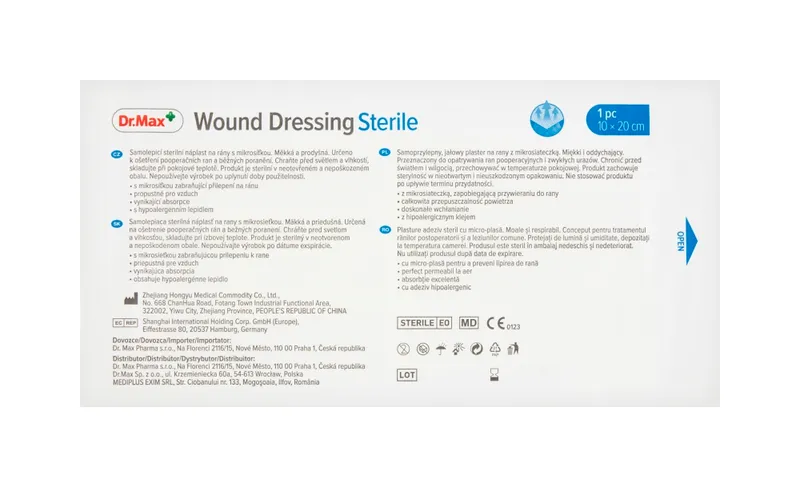 Dr. Max Wound Dressings Sterile 10x20 cm 1×1 ks, samolepiaca sterilná náplasť na rany
