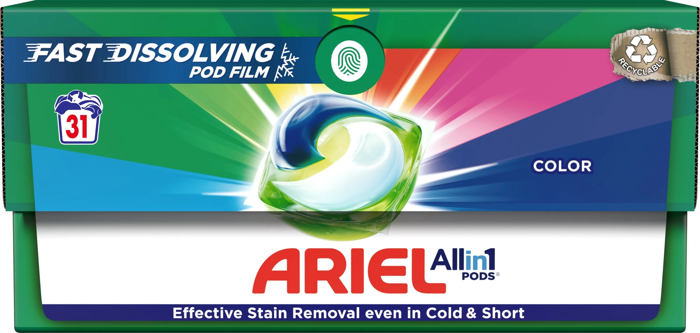 Ariel All-in-1 PODS Color, Gélové Kapsuly Na Pranie, 31 Praní