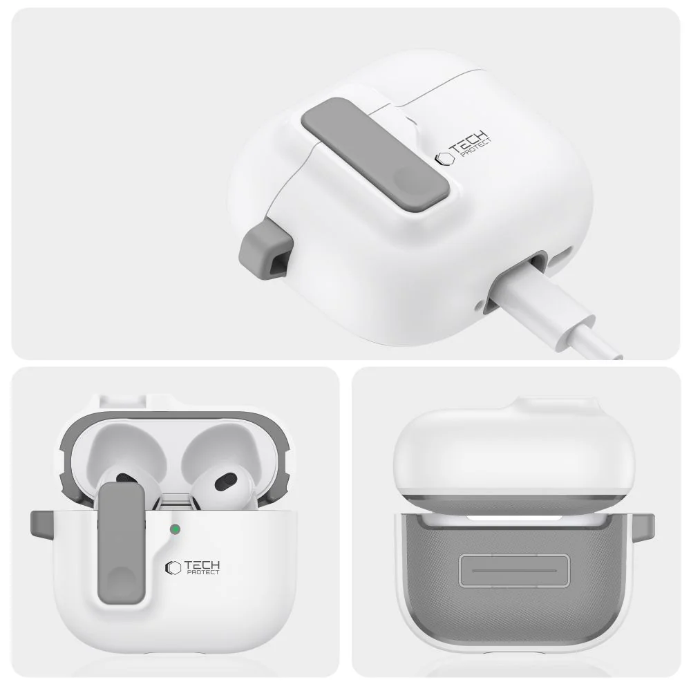 Tech-Protect Slim Hook puzdro na Apple AirPods 4, biele 