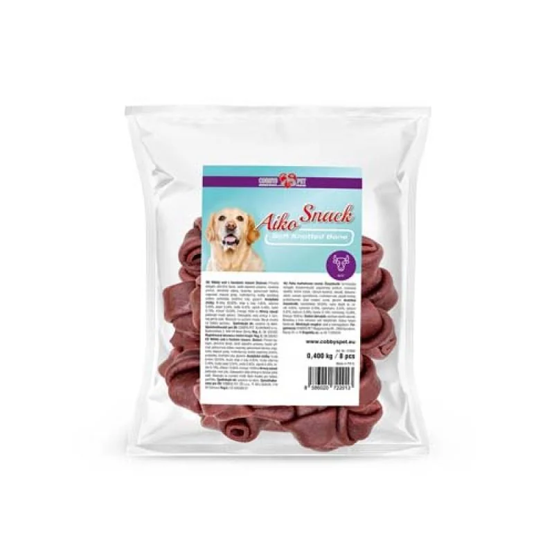 COBBYS PET AIKO SNACK Soft Knotted Bone Beef 11,4cm 8ks/400g mäkký uzol s hovädzím mäsom 