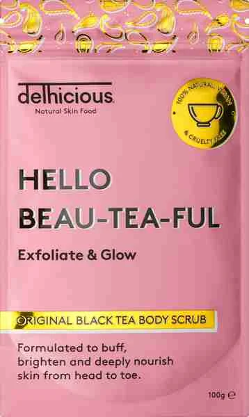 Delhicious, Original Black Tea Body Scrub 1×100 g, telový peeling