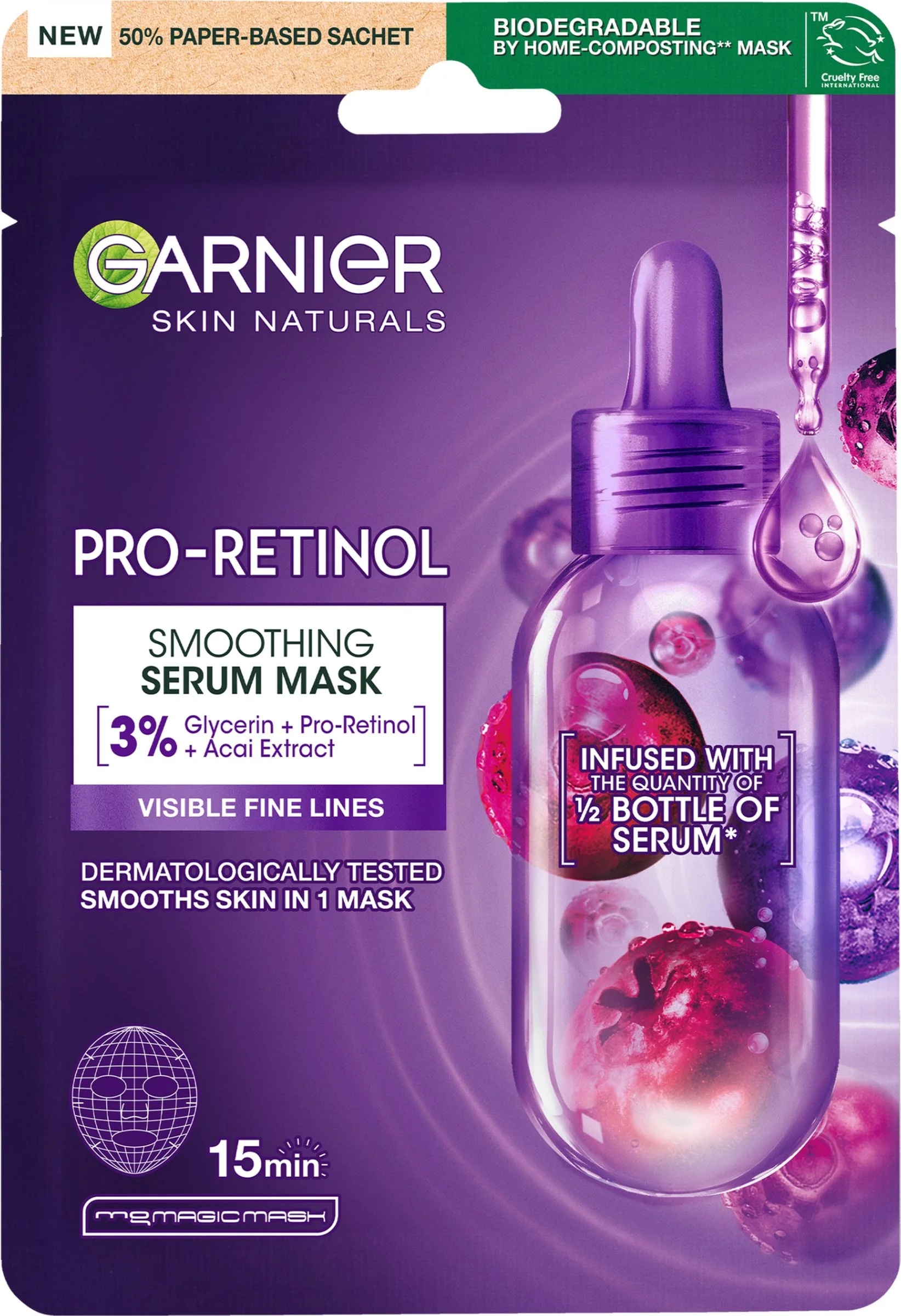 Garnier Skin Naturals Pro-retinol vyhladzujúca textilná maska so sérom