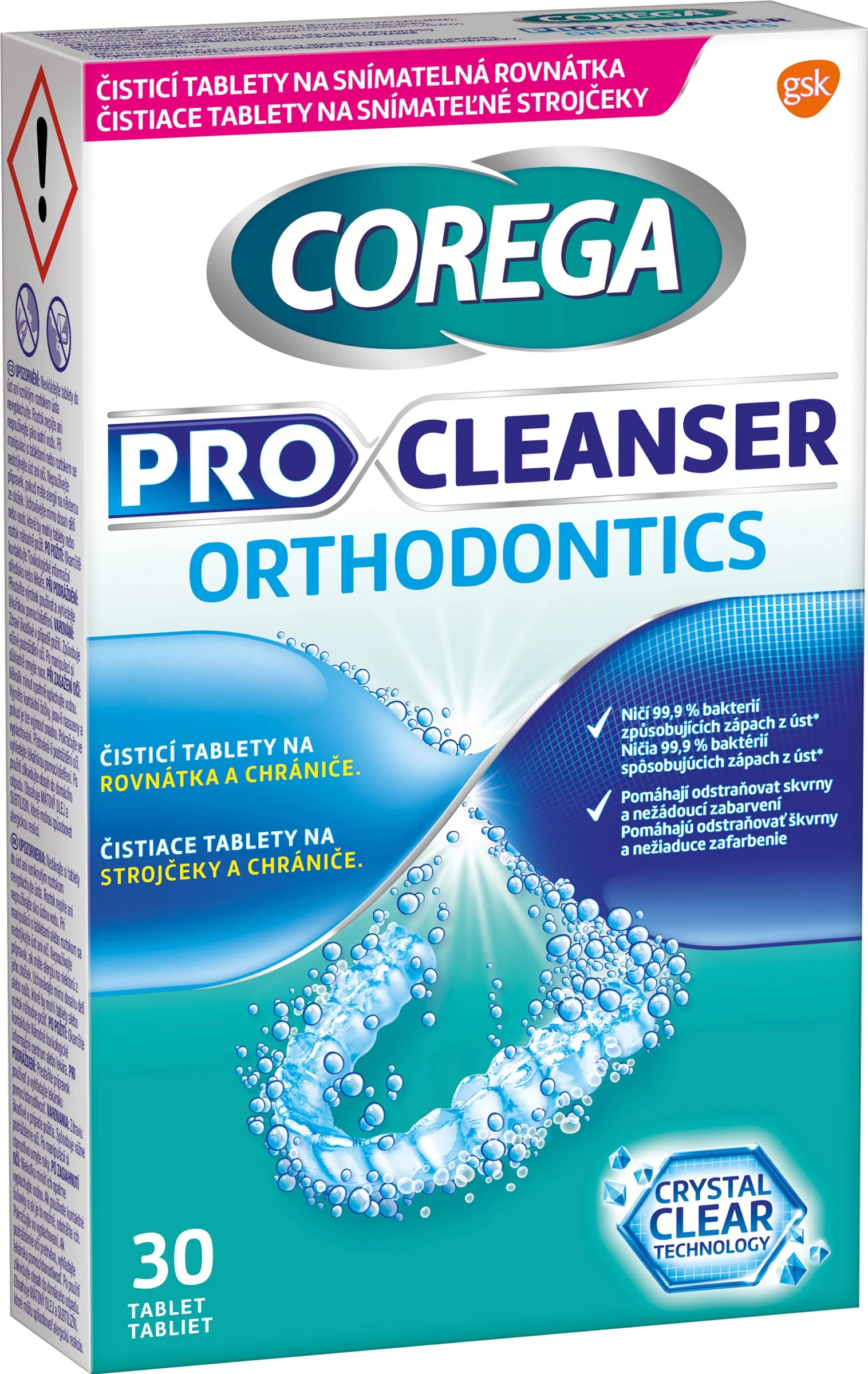 COREGA PRO CLEANSER ORTHODONTICS 1x30 ks, čistiace tablety pre ortodontické pomôcky