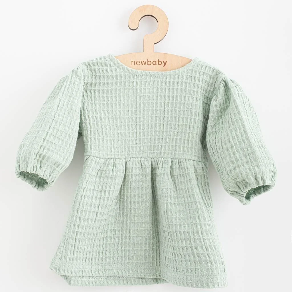 Dojčenské mušelínové šaty New Baby Comfort clothes šalviová 80 (9-12m) 