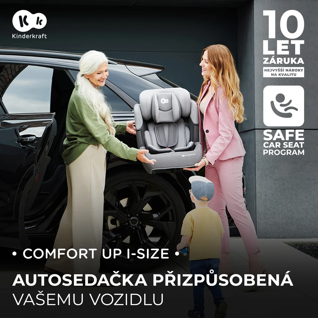 KINDERKRAFT Autosedačka Comfort up i-size Happy shapes (76-150 cm) 1×1 ks, autosedačka