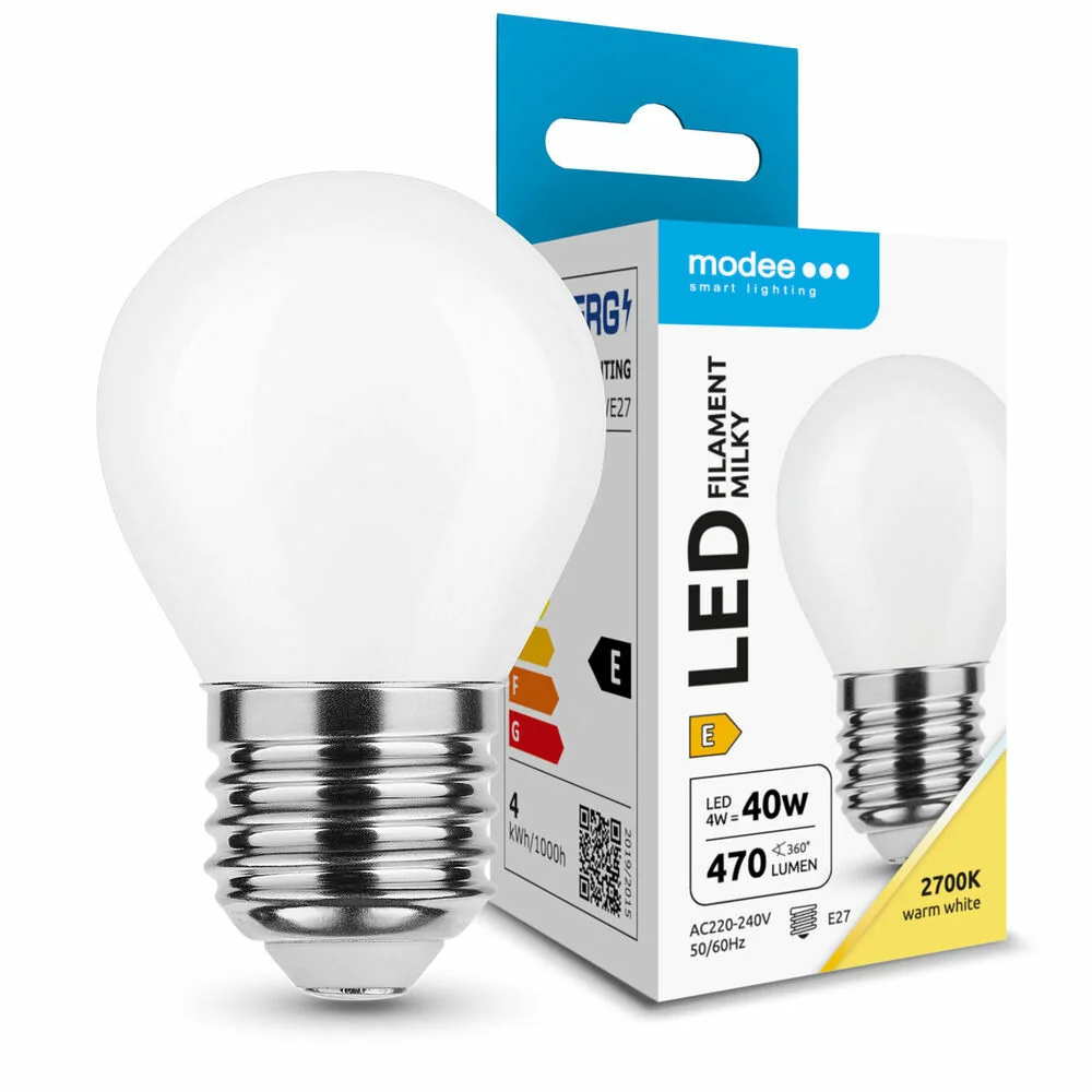 Modee LED žiarovka Filament Milky Globe Mini G45 4W E27 470 lm teplá biela (ML-MG45F2700K4WE27)