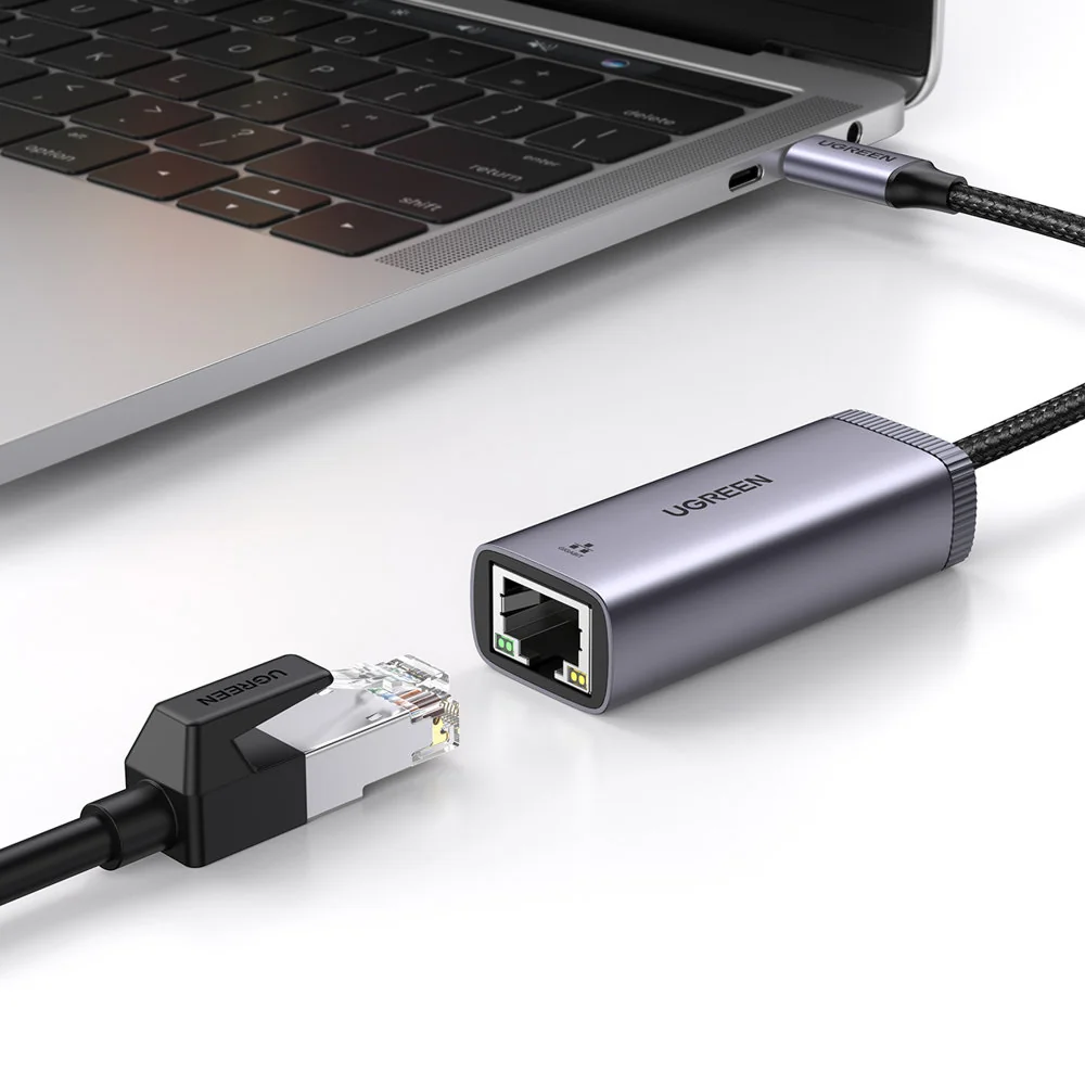 Ugreen CM483 externý sieťový adaptér USB-C / RJ45, šedý 