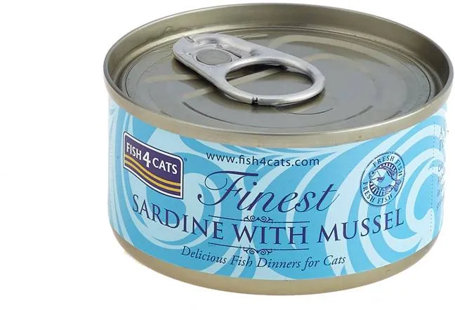 FISH4CATS Konzerva pre mačky Finest sardinka s mušľami 70g 1×70 g, konzerva pre mačky