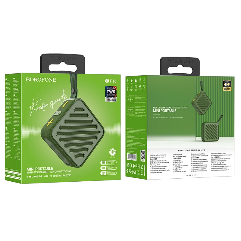 Borofone BP16 bluetooth bezdrôtový reproduktor, zelený 