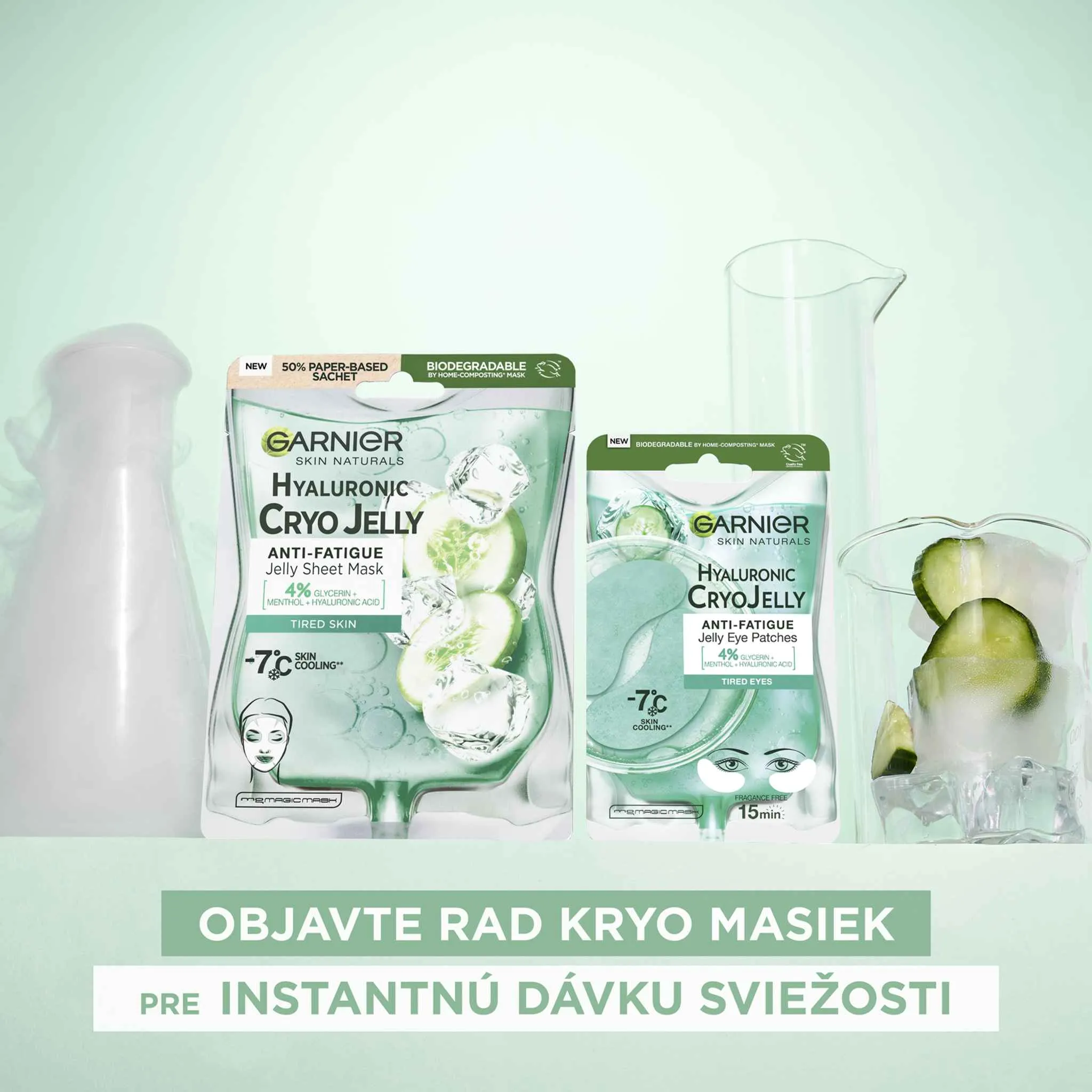 Garnier Skin Naturals Cryo Jelly očná textilná maska s chladivým efektom -7 °C, 5 g 1×5 g, maska na okolie očí