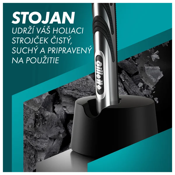 Gillette Mach3 Charcoal holiaci strojček + hlavice 6ks 1×1, holiaci strojček