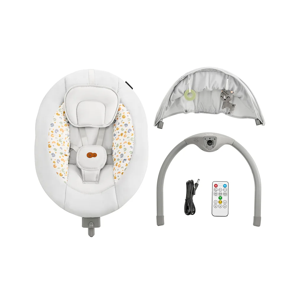 KINDERKRAFT Lehátko pohupujúce s melódiou 2v1 Lumi, do 9 kg, Premium Light Grey 1×1 ks, lehátko